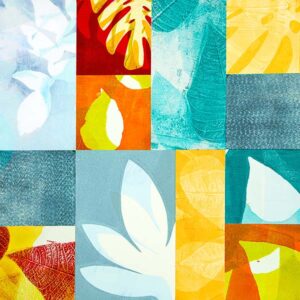 colorful botanical abstract collage fine art print