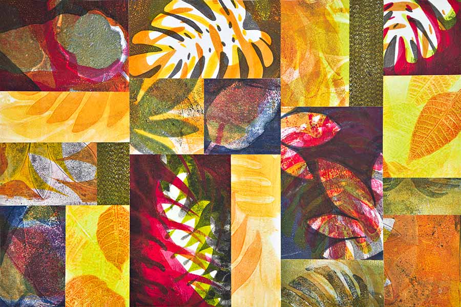 orange, red, blue and green colorful abstract wall art prints