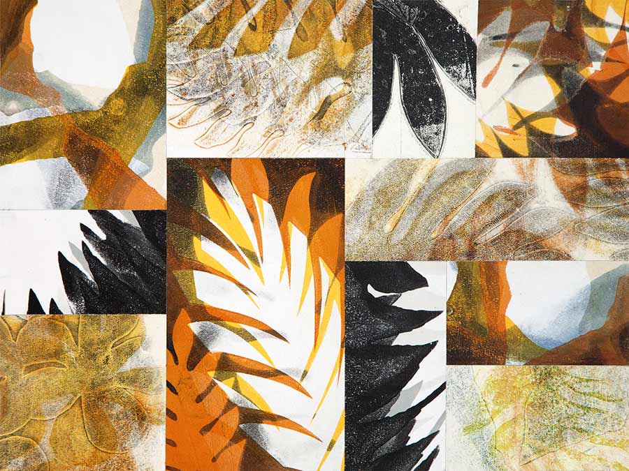 Tropical Orange Abstract Botanical Collage Print