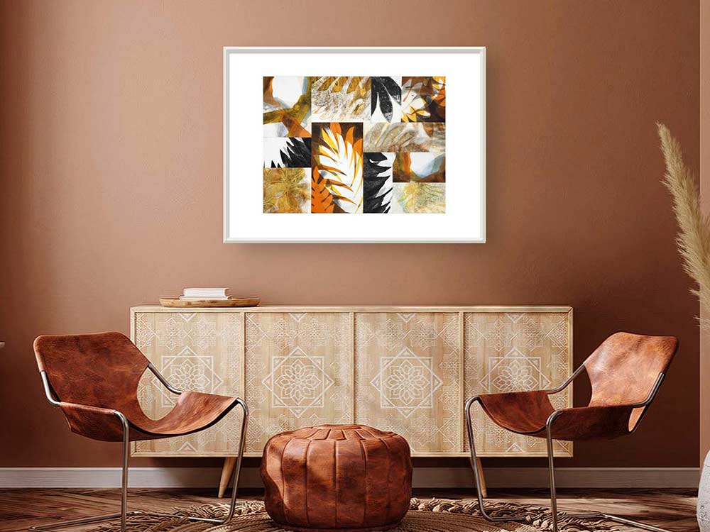 Tropical Orange Abstract Botanical Collage Print - Image 3